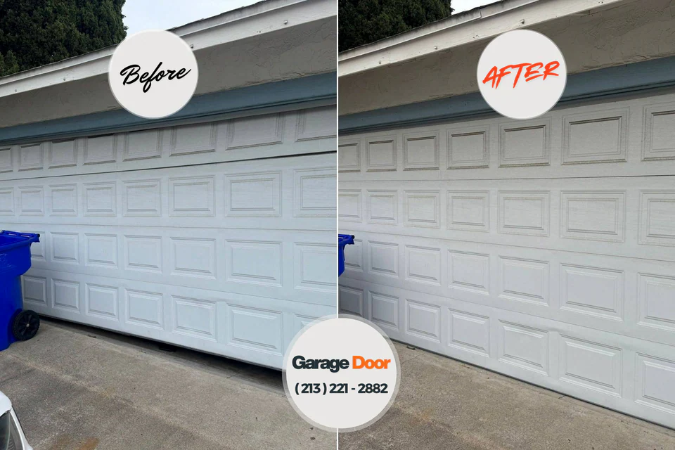 Before and after: garage door repair Solana Beach, CA